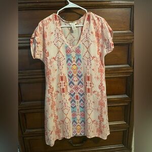 Sundance Geometric Patterned Dress in Red and Pink